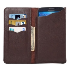 Leather Cover Case dengan Dompet dan Slot Kartu untuk IPhone 6 S Plus/Samsung Galaxy S6 EDGE +/ Catatan 5/Mega 6.3 (Brown) -Intl