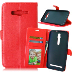 Dompet Kulit Flip Cover dengan Pemegang Kartu Kredit untuk Samsung Galaxy J7 J700F (Merah)