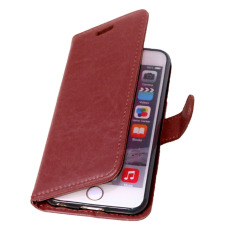 Dompet kulit flip penutup dengan kartu kredit Pemegang ID untuk Apple iPhone 6/6S (Coklat)