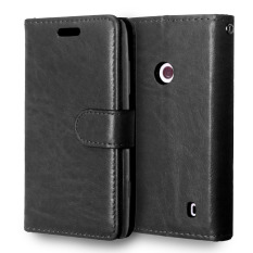 Dompet Kulit Flip Penutup With Kartu Kredit Pemegang ID untuk Nokia Lumia 520 N520 (Hitam)