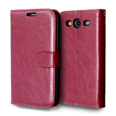 Kulit dengan Pemegang Kartu Kredit untuk Samsung Galaxy S3 I9300 (Merah)