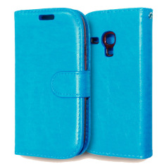 Kulit dengan Pemegang Kartu Kredit untuk Samsung Galaxy S3 Mini (Biru)
