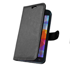 Dompet Kulit Flip Penutup With Kartu Kredit Pemegang ID untuk Samsung Galaxy S5 I9600 (Hitam)