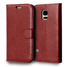 Kulit dengan Pemegang Kartu Kredit untuk Samsung Galaxy S5 Mini (Brown)