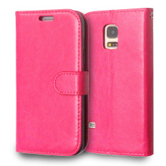 Kulit dengan Pemegang Kartu Kredit untuk Samsung Galaxy S5 Mini (Pink)