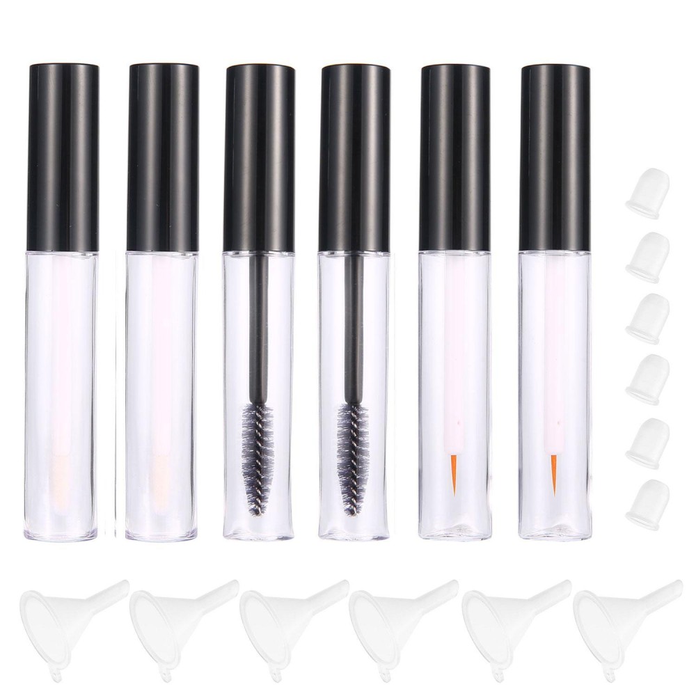 Leegoal 7 Ml Kosong Maskara Tabung dengan Wand Bulu Mata Krim Wadah Botol, Transparan Eyeliner Botol Tabung Botol, Kosong Lip Gloss Botol dengan Sisipan Karet dan Corong Set untuk Castor Oil-Intl