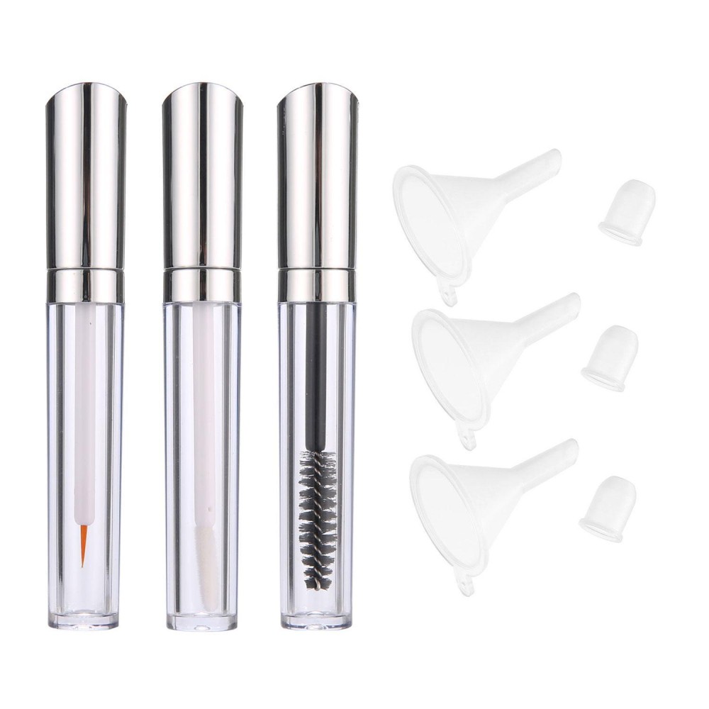 leegoal A Set Of 9pcs, 3 Packs 5ml Reusable Mascara Container For Eyeliner ,Lip Gloss And Eyelash With 3 Rubber Inserts And 3 Funnels For Castor Oil And DIY Mascara - intl