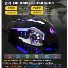 Leegoal PC Laptop Mouse Mice 6 Tombol Yang Dapat Diprogram dengan 7 Warna Berubah Otomatis Shade LED GAMING Gamer Ergonomis Mouse (hitam) -Intl