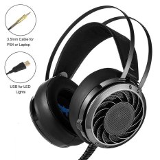 Leegoal Profesional M160. 3,5mm Stereo Headset Gaming PC, headphone Bass, Nyaman Destar, Atas Telinga Cocok dengan Kebisingan Isolasi, Lampu LED, For Laptop Komputer PS4 (hitam)-International