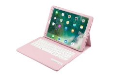 Leegoal Ultra Ramping Nirkabel Bluetooth Keyboard Yang Bisa Dilepas Case PU Kulit Sarung Casing Berdiri, Merah Muda-Intl