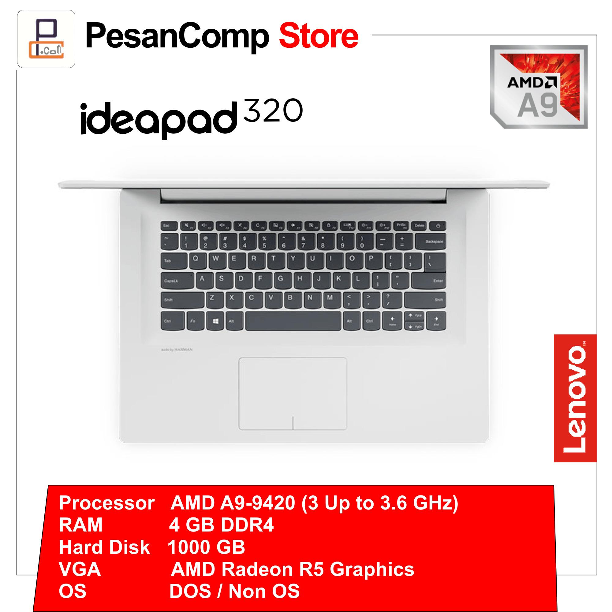 Lenovo IdeaPad 320 - AMD A9-9420 / AMD Radeon R5 Integrated Graphics / 1TB/ 4GB DDR4/ 14 Inch/ DVDRW/ DOS/ Garansi Resmi Lenovo