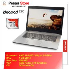 Lenovo IdeaPad 320 - AMD A9-9420 / AMD Radeon R5 Integrated Graphics / 1TB/ 4GB DDR4/ 14 Inch/ DVDRW/ DOS/ Garansi Resmi Lenovo