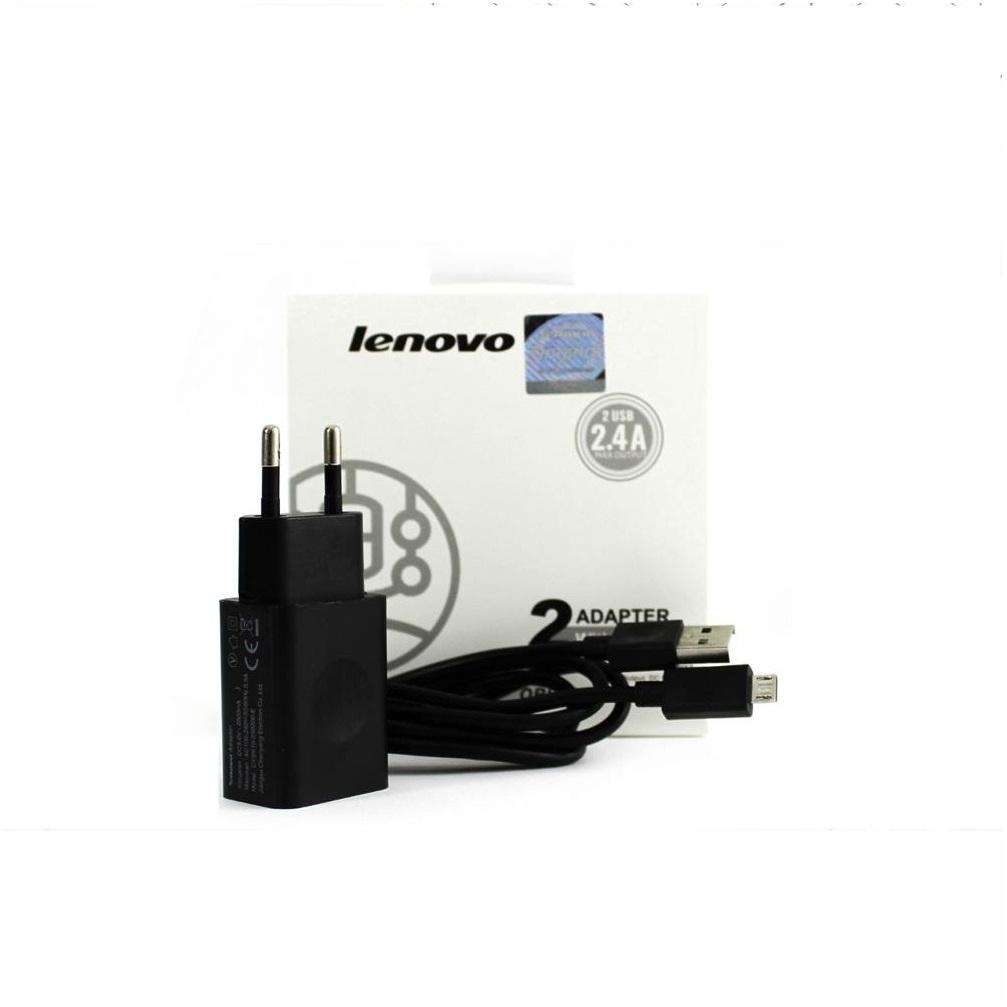 Lenovo Original Travel Charger With Data Cable For Smartphone [2.4A] -Hitam