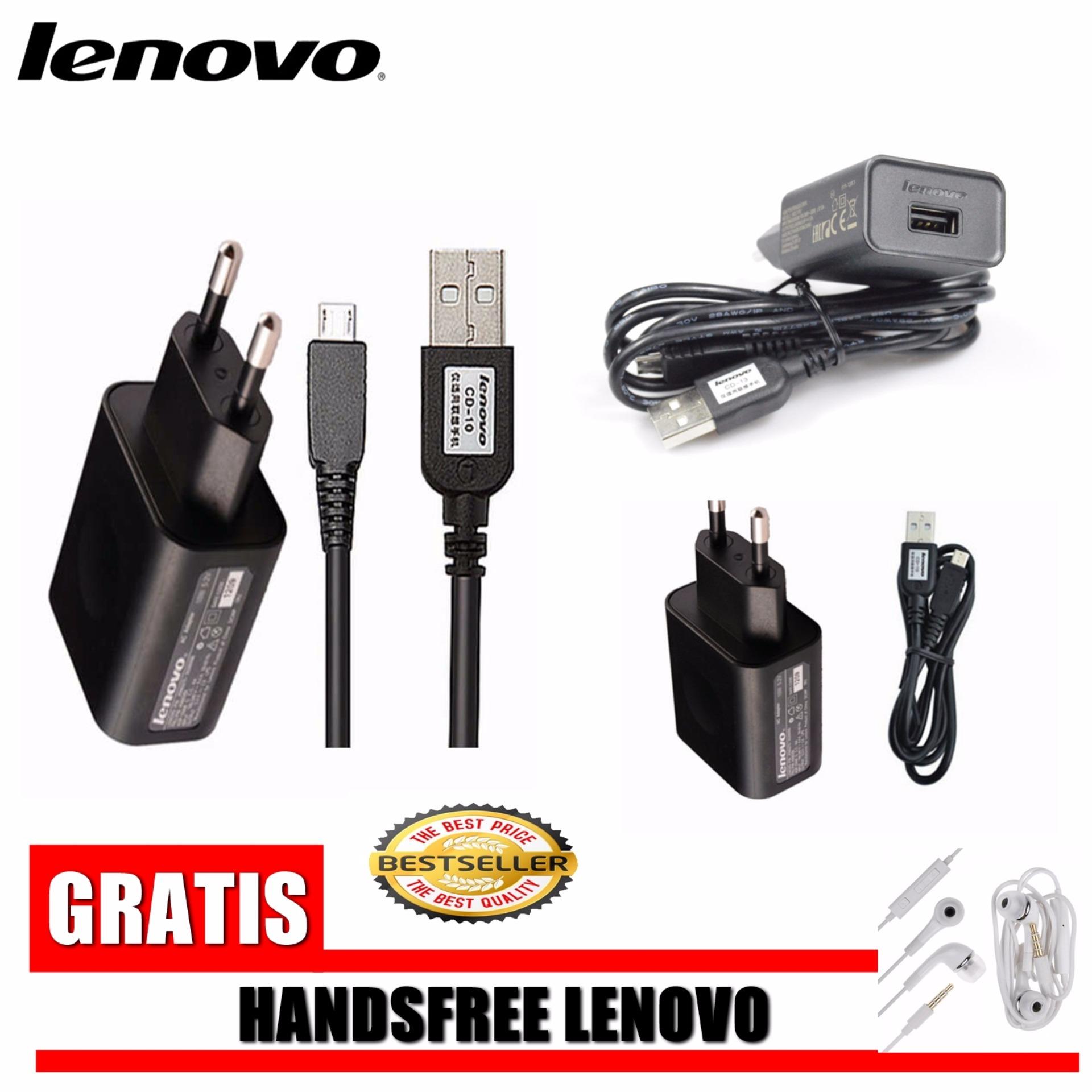  Lenovo Travel Charger Micro USB 1.5A Compatible with any Smartphone + GRATIS Handsfree Lenovo Big Bass