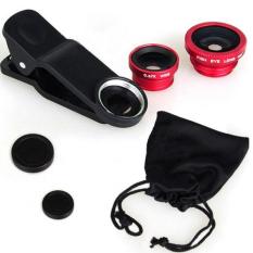 Lensa Fish Eye For Universal Smartphone Fisheye Macro Wide - Red
