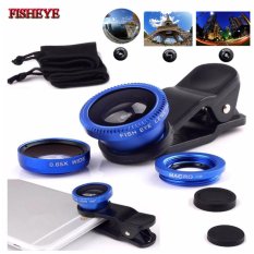 Lensa Fisheye 3in1 For Universal Smartphone Fisheye, Wide,Macro-Biru