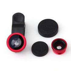 Lensa Fisheye 3in1 For Universal Smartphone Fisheye - Wide - Macro - Merah