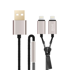 Lenuo 85 Cm 2A Desain Ritsleting 2 In 1 Sinkronisasi dan Kabel Pengisi Data Cepat untuk Apple untuk IPhone 6 S Plus IPad 4 Mini IPod 6 (Warna: Hitam)-Intl