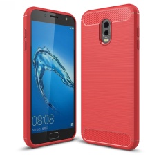 Lenuo Carbon Fiber Silicone Brushed Anti Knock Kasus Ponsel Back Cover TPU Soft Case untuk Samsung Galaxy J7 Plus J7 + dan C7 2017 C8-Intl