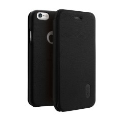 Lenuo untuk iPhone 6 & 6 S PU + Buah Lengkeng Tekstur Kulit Horisontal Lipat Case dengan Slot Kartu (hitam) -Internasional