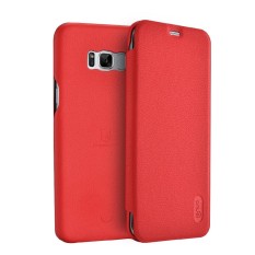 Lenuo untuk Samsung Galaksi S8 +/G955 PU + Buah Lengkeng Tekstur Kulit Horisontal Lipat Case (Merah) -Internasional