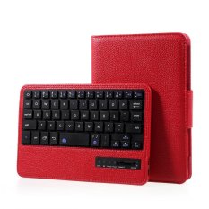 Lengkeng Tekstur Kulit Cover dengan Removable Bluetooth Keyboard untuk Samsung Galaxy Tab A 7.0 T280 T285-Merah-Intl
