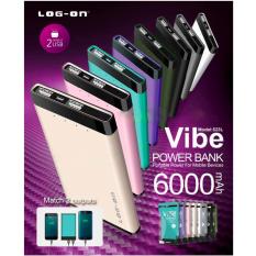 Log On VIBE Slim Powerbank 6000mAh Real Capacity Polymer Battery DUAL USB ports LO-523L