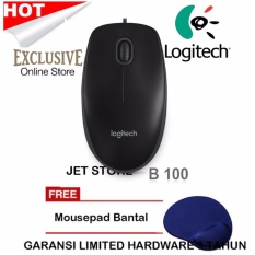 Logitech B100 Optical Mouse Original - Hitam + Mouse Pad bantal..