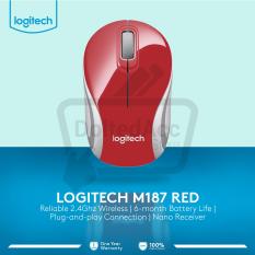 Logitech M187 Wireless Mini Mouse - Merah
