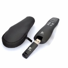 Logitech R400 Premium Wireless Presenter 2.4 GHz Pointer Red Laser Merah Receiver Remote Control Nirkabel Jarak Jauh 15 Meter Presentasi Power Point Presentation PPT for Windows Mac OEM