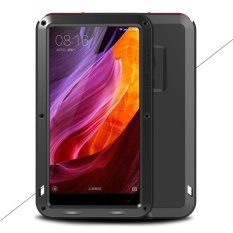 LOVE MEI untuk Xiaomi Mi campuran kuat Mobile case logam + silikon + Tempered Kaca bahan Drop-bukti Tahan Guncangan debu-bukti - hitam