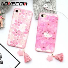LOVECOM Merek Phone Case untuk IPhone 7 4.7 Inch Fashion Sakura Bunga Kucing Sutra Lembut Phone Back Cover dengan Mewah Jumbai Case-Internasional