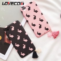 LOVECOM Phone Case untuk IPhone 7 Plus 5.5 Inch Kelinci Kartun Lembut Silk Heart Lubang Kamera Phone Back Cover dengan Mewah Jumbai Bintang-Internasional