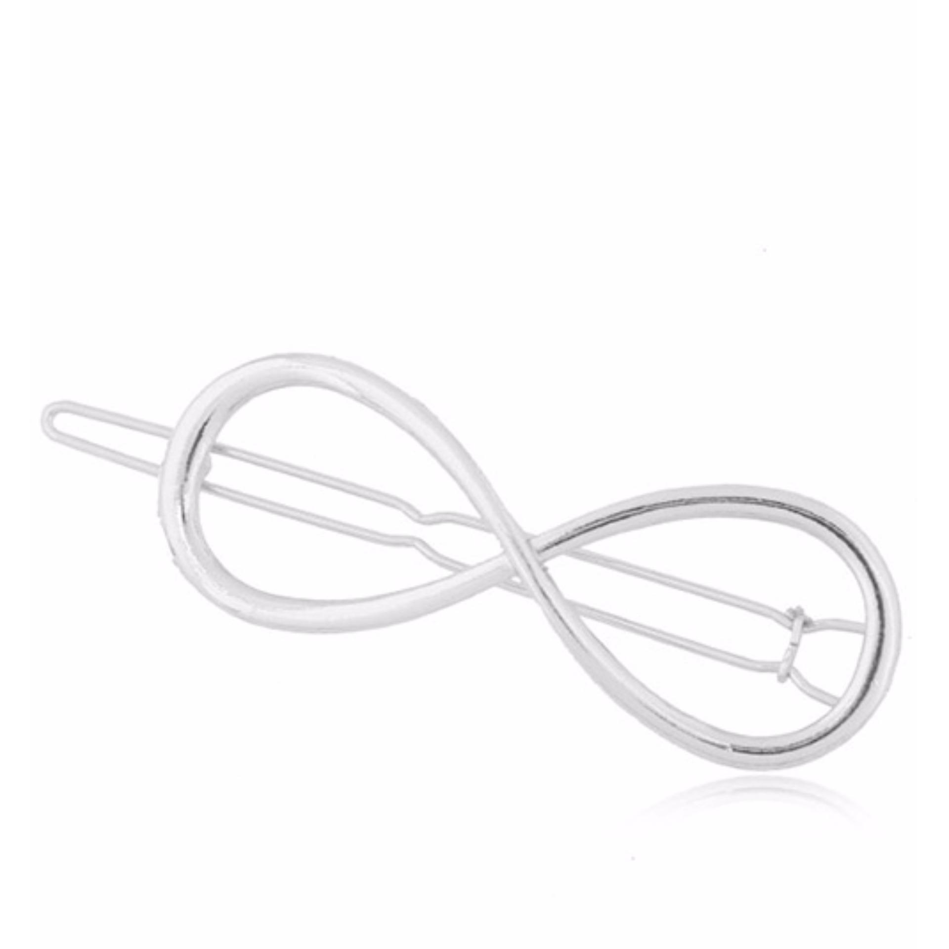 LRC Aksesoris Rambut Trendy Silver Color Symbol 8 Shape Decorated Pure Color Simple Hair Clip