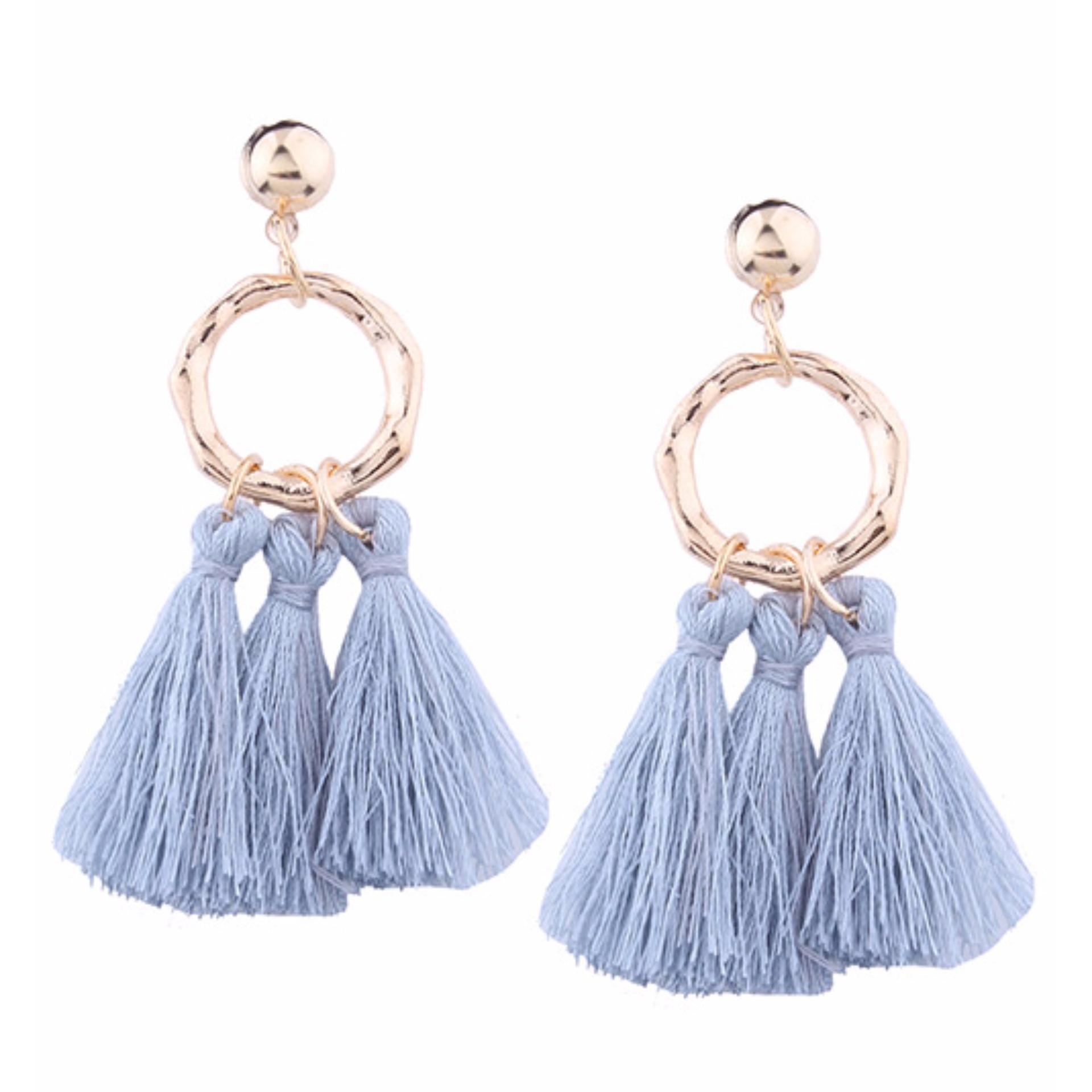 LRC Anting Tusuk Bohemia Tassel Decorated Earrings