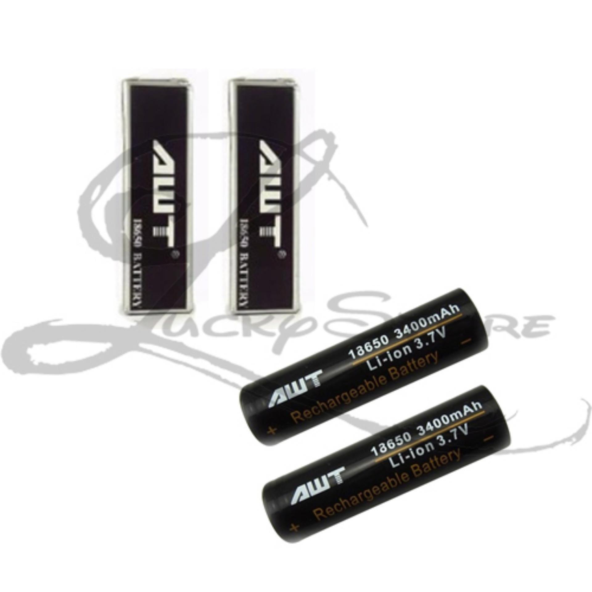 Baterai Awt 18650 37v 3400mah Rechargeable Li Ion Hitam