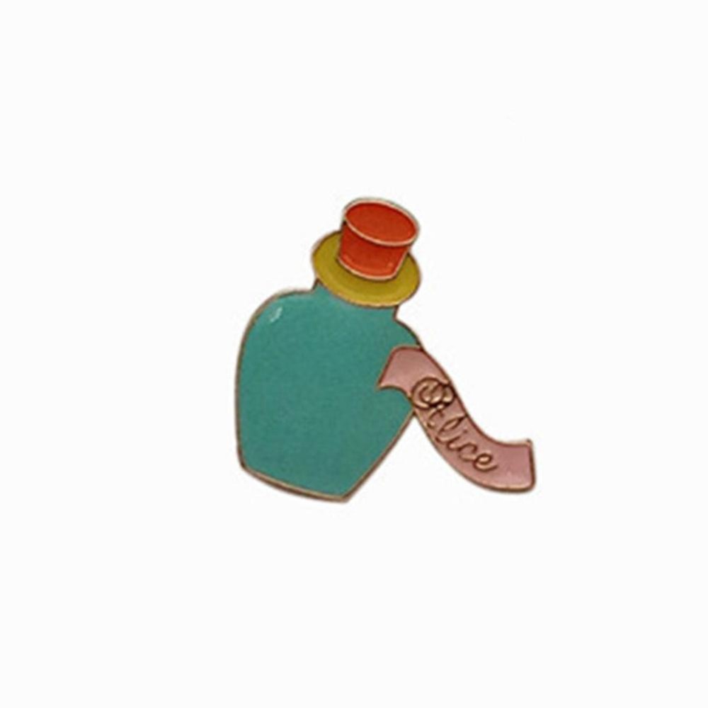 LUCKY G-Pakaian Trim Badge Cute Karakter Alice In Wonderland Alloy Pin Bros untuk Fashion Tas Aksesoris Warna: Magic Potion-Intl