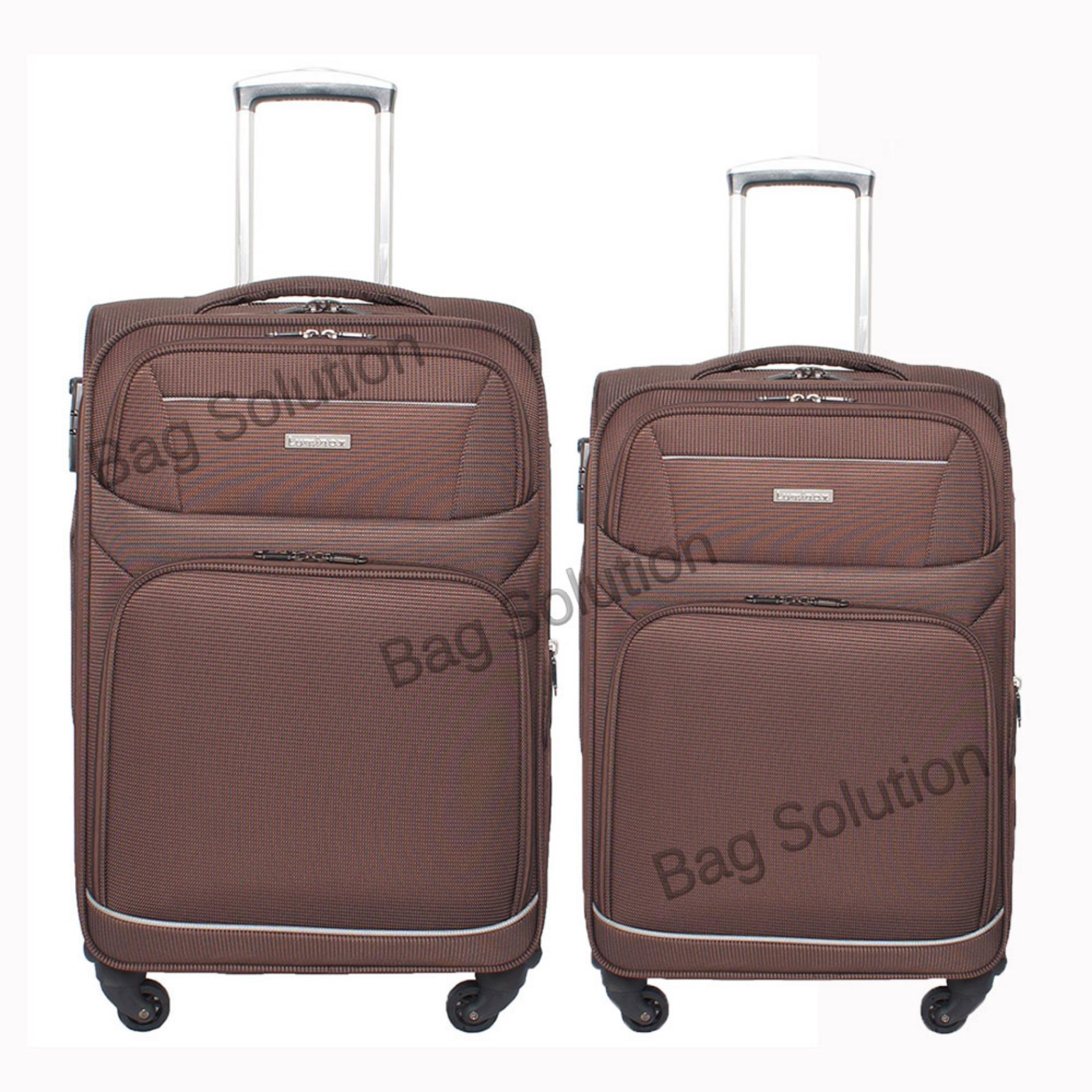 Luminox Tas Koper Set Softcase 4 Roda Putar 7718-20+24 Inch Resleting Anti Tusuk - Coffee