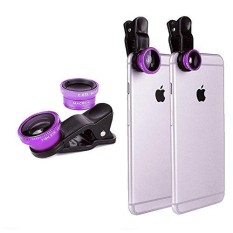 Light Ungu Universal Clip-On 180 Derajat 3 In 1 Fisheye + Wide Angle + Makro Lensa Kamera Peralatan untuk I Phone 5 5 S 4 S 6 Samsung Galaxy S5/S4/S3 Note 4/3/2 HTC BlackBerry Bold Touch, sony Xperia, Motorola Droid-Intl