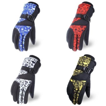 Lunar Valley 4 Colors Hot Products Winter Outdoor Sport Gloves Cycling Hiking Skiing Gloves Thickened Warm Waterproof Anti-Cold Windproof Snow Rain Ski Gloves Women Men -Red-Int:One Size - intl