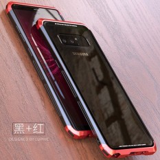 LUPHIE 3 In 1 Metal Bumper Frame Armor Case + Transparan Tempered Glass Back Cover Slim Pelindung Shell untuk Samsung Galaxy Note 8-Intl