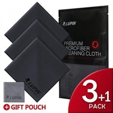 Lupin Serat Mikro Pembersih Cloths, Besar 3 + 1 Bungkus Premium Ultra Lint Bebas Pemolesan Kain untuk Ponsel, tablet, Laptop, iPad, Kacamata, Otomatis Detail, Layar Televisi & Permukaan Lainnya-Hitam-Internasional