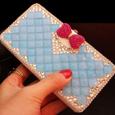 Mewah Handmade Rhinestone Diamond Leather Wallet Cover Case untuk Alcatel Idol 4/BlackBerry DTEK50-Intl