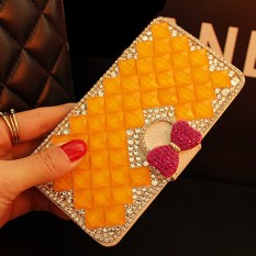 Mewah Handmade Rhinestone Diamond Leather Wallet Cover Case untuk Sony Xperia Z-Intl