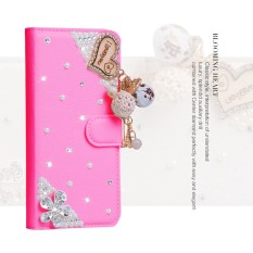Wanita Mewah Buatan Tangan Berlian Imitasi Berlian Kulit Dompet Sarung Case untuk Asus ZenFone 2 (ZE551ML)-Internasional