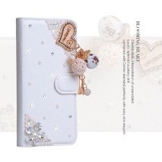 Wanita Mewah Buatan Tangan Berlian Imitasi Berlian Kulit Dompet Sarung Case untuk Huawei G10-Internasional