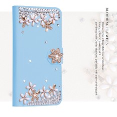 Wanita Mewah Buatan Tangan Berlian Imitasi Berlian Kulit Dompet Sarung Case untuk Huawei Honor 6A-Internasional
