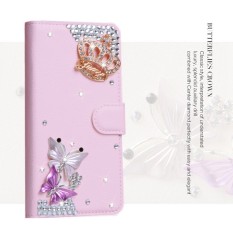 Mewah Women Handmade Rhinestone Diamond Leather Wallet Cover Case untuk Wiko Pulp 4G-Intl