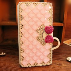 Wanita Mewah Buatan Tangan Berlian Imitasi Berlian Kulit Dompet Sarung Case untuk ZTE AXON LUX-Internasional