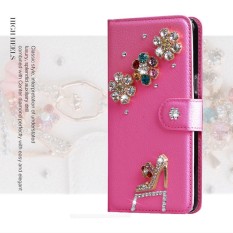 Wanita Mewah Buatan Tangan Berlian Imitasi Berlian Kulit Dompet Sarung Case untuk ZTE AXON LUX-Internasional